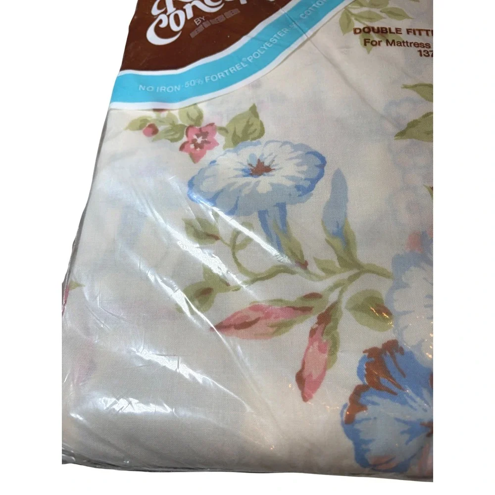 Vintage Room Concepts by BIBB Floral Double Fitted Sheet Sealed NOS Made USA